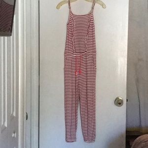 Red and white striped jumpsuit/romper